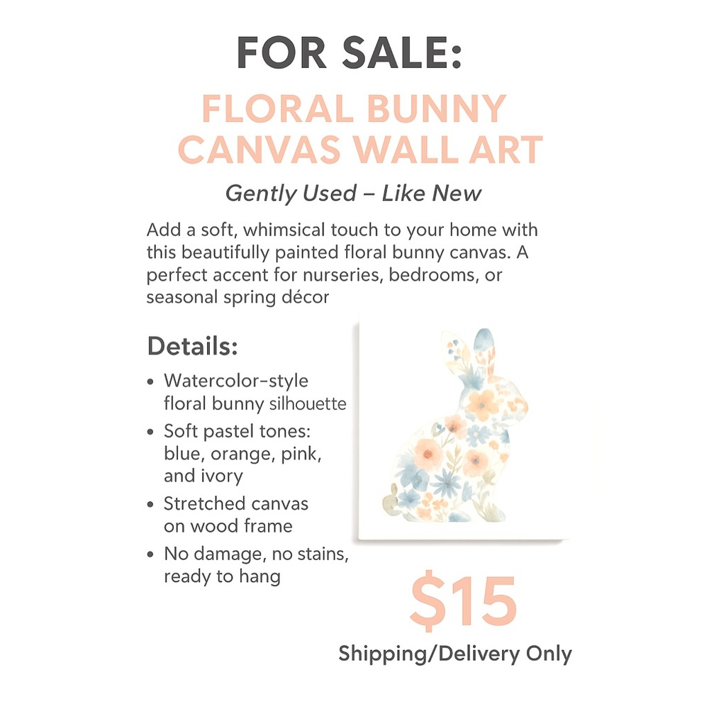 Floral Bunny Canvas Wall Art